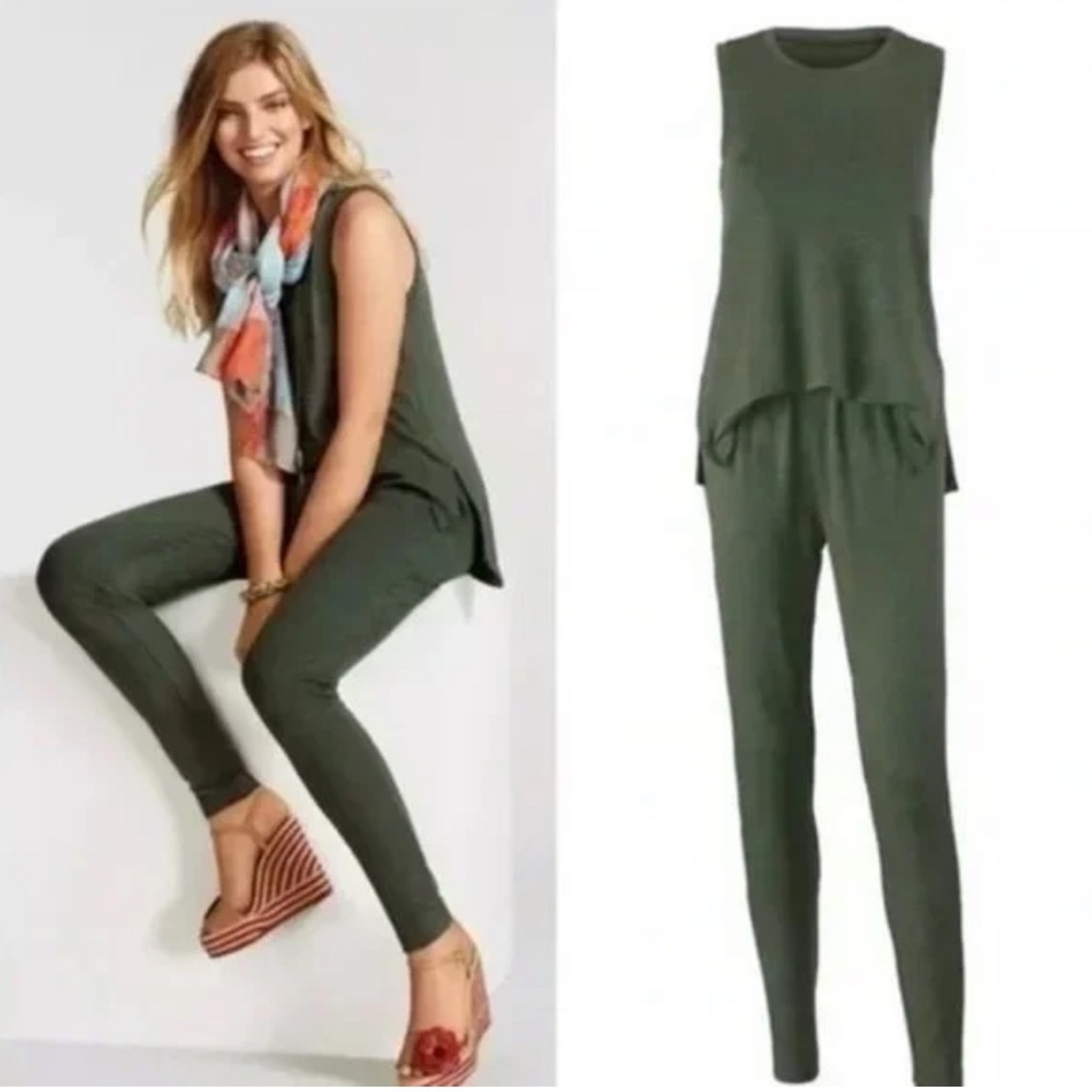 🍁CABI Olive Green Sleeveless Jumpsuit